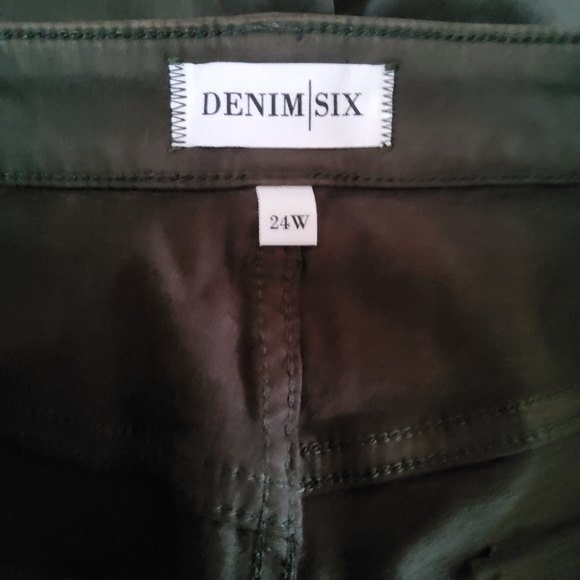 Denim Six Military Skinny Ankle Crop Pants Zipper Army Size 24W Olive Green New - Picture 5 of 7